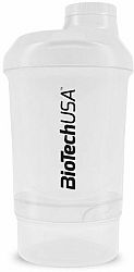 BioTech USA Shaker Nano transparentní bílá 300 ml + 150 ml