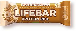 Lifefood Lifebar Protein BIO lieskový oriešok/vanilka 47 g